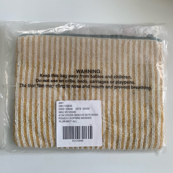 Anthropologie Purse NATHALIE LETE Pouch LEOPARD Cat Tassel BEADED Handbag NWT - Picture 6 of 7